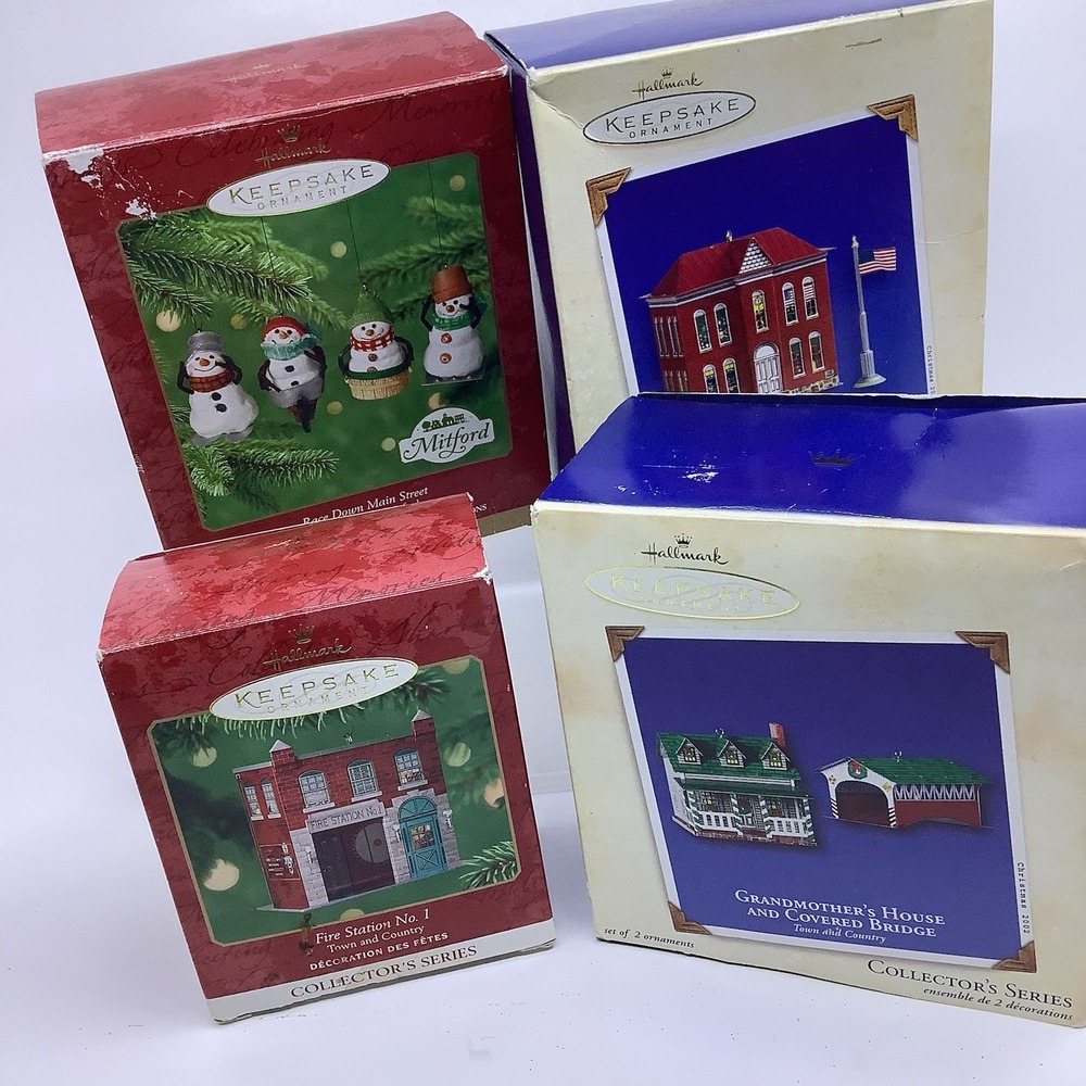 Hallmark Keepsake Ornaments Lot Town Country Mitford Snowmen Village 4 Boxes - Picture 2 of 7